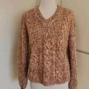 Vintage Handmade Wool Mohair Blend Sweater Pumpkin Spice Color,  M
